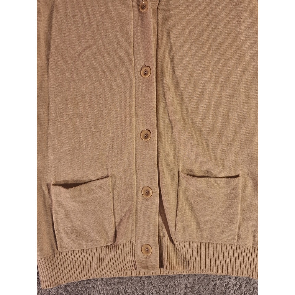 J. Crew Tan Cardigan Sweater Size Small Cotton Cashmere Button Front Pockets - Picture 5 of 11